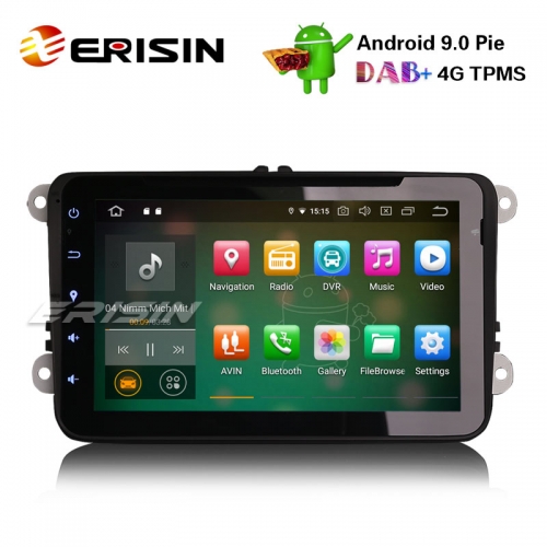 Erisin ES7925V 8" Android 9.0 Stéréo De Voiture GPS CD OPS SD Pour VW Golf Tiguan Jetta Eos Polo Seat Leon