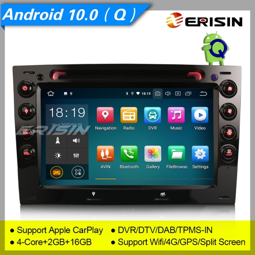 Erisin Android 10.0  Renault Megane 2003-2010 Autoradio DVD ES5113M 7" DAB+ Navigation GPS CarPlay TNT DVR Bluetooth Split Screen OBD CAM 4G
