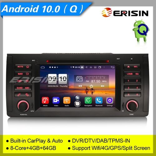 Android 10.0 Autoradio BMW E53 E39 X5 M5 5er GPS DAB+GPS DVD DSP CarPlay TPMS 7" Erisin ES8753B