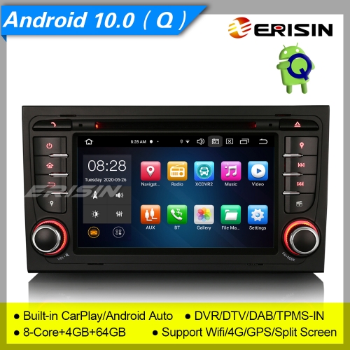 4+64GB 8 Core PX5 DSP Android 10.0 Audi A4 Autoradio S4 RS4 RNS-E SEAT EXEO DAB+DVR DSP CarPlay GPS TPMS BT OBD TNT 7" Erisin ES8178A