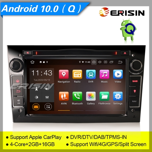 2+16GB PX30 Android 10.0 Autoradio Vauxhall Opel Corsa Antara Vivaro Corsa C D Combo Zafira Signum DAB+CarPlay GPS TPMS Black 7" Ersin ES5160PB