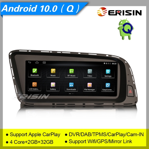 2+32GB MTK6737 CarPlay Android 10.0 Autoradio Audi Q5 for OEM media Centric System GPS DAB+ DVR TPMS 4G IPS 8.8" Erisin ES2605Q