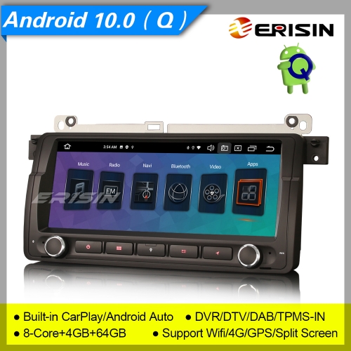 4+64G 8 Core CarPlay DSP GPS Android 10.0 BMW E46 Autoradio 3 Series M3 MG ZT Rover 75 DAB+ TNT TPMS GPS 8.8" Erisin ES8146B