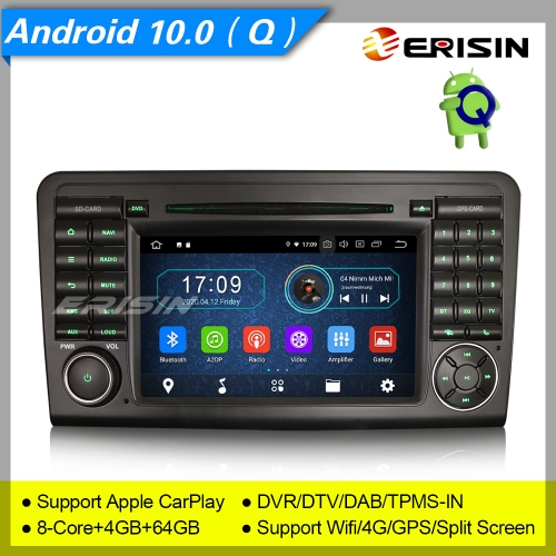 4+64GB PX5 CarPlay Android 10.0 Autoradio Mercedes Benz W164 X164 MLClass GL ML Class GPS DAB+ Bluetooth TNT DVR TPMS CAM USB 4G 7" Erisin ES6961L