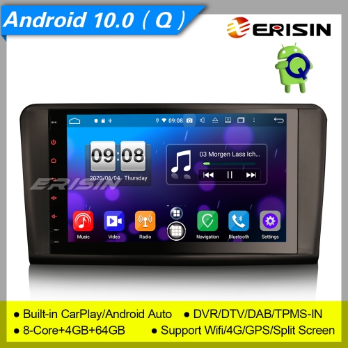 4+64G 8 Core CarPlay DSP Android 10.0 Mercedes Benz Autoradio W164 X164 Classe ML GL DAB+ TNT DSP GPS SWC BT 4G Erisin 9" ES8794L