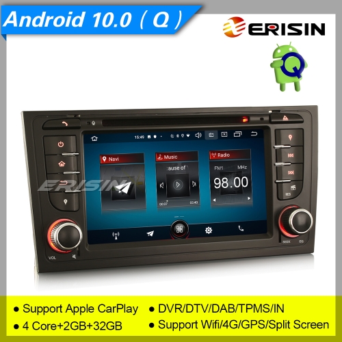 2+32GB 4 Core Android 10.0 Audi A6 S6 RS6 Allroad GPS Autoradio Car DVD TNT DAB+ CarPlay BT DVR TPMS SWC 7" Erisin ES2706A