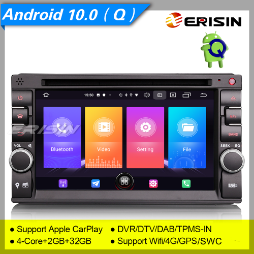 2+32GB 4 Core Android 10.0 Nissan Autoradio 2 Din Double TNT DVD DAB+ Bluetooth TPMS 4G CarPlay DVR SWC 6.2" Erisin ES2736U
