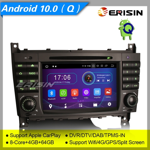 4+64GB PX5 8 Core Android 10.0 Autoradio Mercedes Benz C CLC Class W203 CLK Class W209 DAB+ DVD TPMS CarPlay TNT Bluetooth GPS DVR 7" Erisin ES6969C