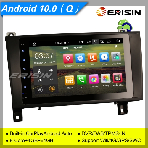 CarPlay DSP 4+64GB 8 Core Android 10.0 Autoradio Mercedes-Benz SLK Class R171 W171 DAB+ TNT DVR GPS 8" Erisin ES8184S