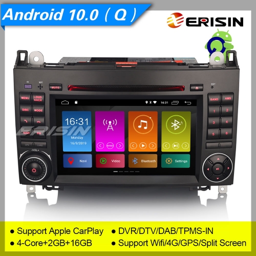 Erisin ES3072B CarPlay Mercedes Benz Autoradio Android 10.0 A B Class W169 W245 Vito DAB+ DSP TNT 7" SWC TPMS DVR OBDII Mirror Link Bluetooth Split 4G