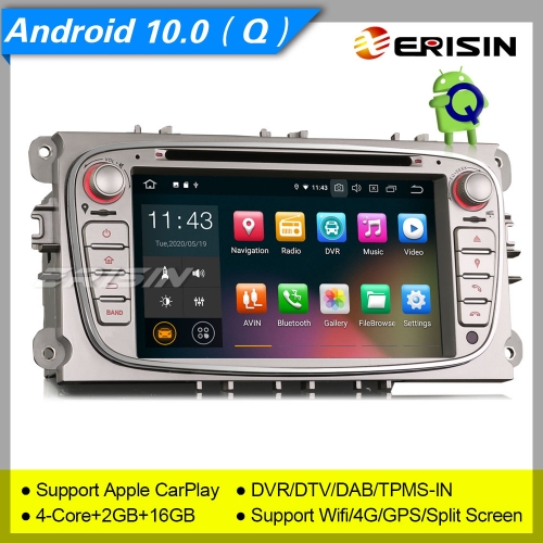 2+16GB PX30 Autoradio Android 10.0 Ford Focus Galaxy C-Max S-Max Mondeo CarPlay DAB+ TNT Car DVD OBD DVR Bluetooth TPMS 7" Erisin ES5109FS