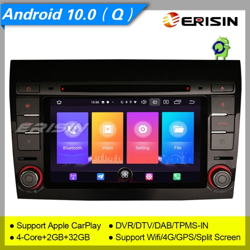 2+32GB 4 Core Android 10.0 Fiat Bravo Autoradio SWC Car DVD GPS DAB+ 4G TNT TPMS DVR CAM SWC USB Wifi Bluetooth 7" Erisin ES2771F