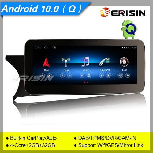2+32GB MTK6737 CarPlay/Auto Android 10.0 Autoradio Mercedes Benz C-Class W204 NTG 4.5 SWC GPS DAB+ 4G IPS 10.25" Erisin ES2645C