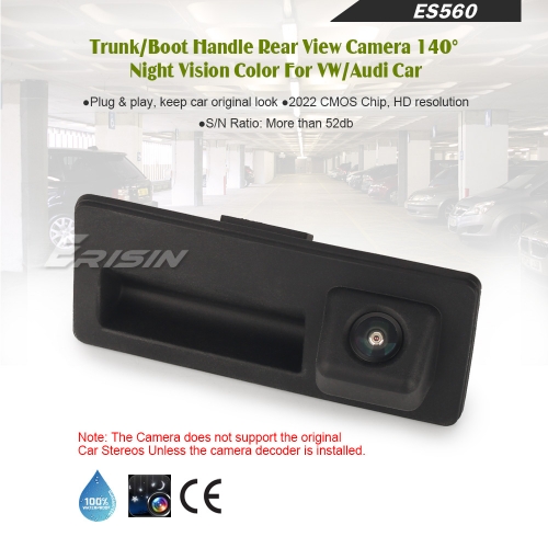 Caméra de vision arrière de coffre/poignée de coffre 140° vision nocturne couleur NTSC pour VW/Audi Erisin ES560