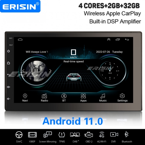 Android 11.0 Universal 2DIN Navi DSP CarPlay 4G WiFi OBD2 Bluetooth DAB+ Autoradio ES2241U