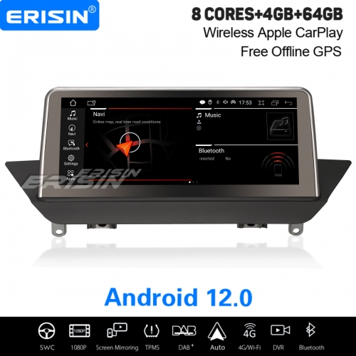 ES3284I 10.25" IPS 4GB+64GB Android 12.0 Autoradio Idrive GPS Wireless CarPlay DAB+ Navigation TPMS DVR Bluetooth WiFi 4G Pour BMW X1 E84 CIC