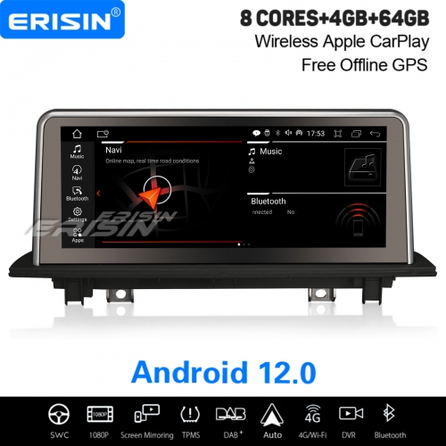 ES3248N 10.25" IPS 4GB+64GB Android 12.0 Autoradio Idrive GPS Wireless CarPlay DAB+ Navigation TPMS DVR Bluetooth WiFi 4G Pour BMW X1 F48 NBT