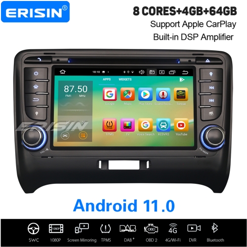 8 Core 4+64GB PX5 DSP Autoradio Android 11.0 Audi TT MK2 GPS SWC DAB+DVD CAM CarPlay DVR TPMS Bluetooth Erisin ES8179T