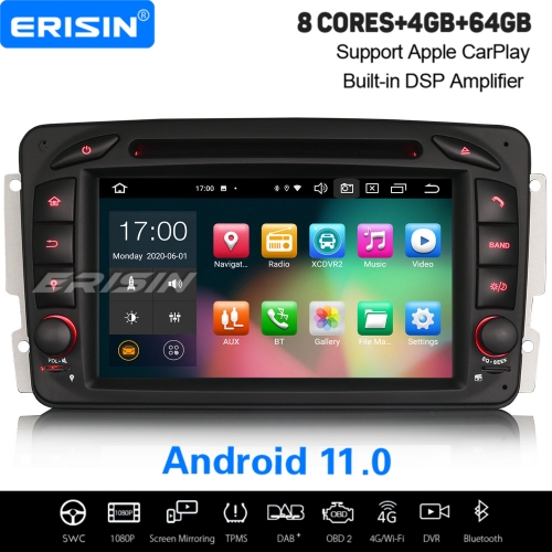 4+64G 8 Core Android 11.0 DAB+ Mercedes Benz Autoradio W203 W209 W639 W463 Viano Vito Classe C, CLK, G GPS DSP BT 7" Erisin ES8163C
