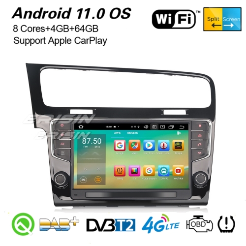 4+64G 8 Core DSP Autoradio Android 11.0 For VW Golf VII 7 CarPlay DAB+ TNT DVR GPS TPMS CAM OBD 4G Bluetooth SWC USB 9" Erisin ES8111G