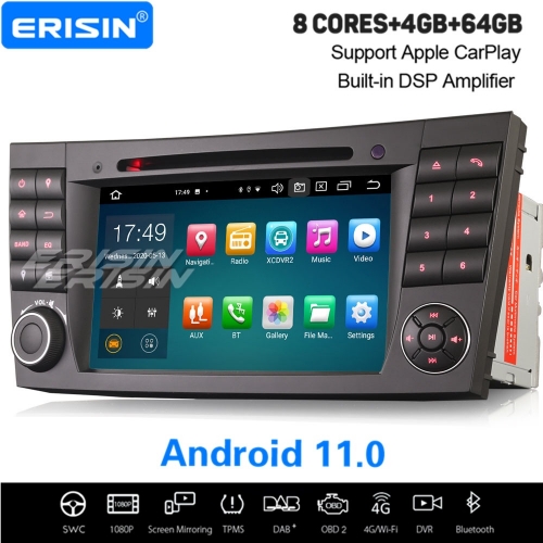 PX5 8 Core 4+64G Android 11.0 CarPlay Autoradio Mercedes Benz W219 W463 W211 CLS G E Class DVD GPS DAB+DSP TPMS TNT 7" Erisin ES8180E
