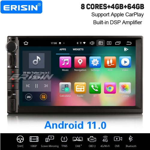 8 Core 4+64GB PX5 CarPlay DSP Android 11.0 GPS 2 Din For Nissan Autoradio DAB+DVR TPMS TNT GPS Bluetooth 7" Erisin ES8149U