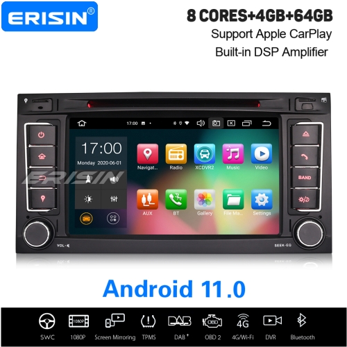 4+64GB PX5 8 Core DSP Android 11.0 For VW Touareg T5 Autoradio Car DVD GPS DAB+ CarPlay TNT DVR TPMS OBD Bluetooth 7" Erisin ES8156T