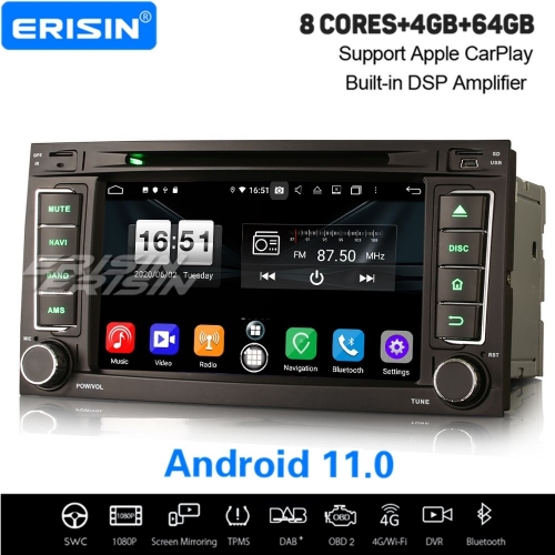 CarPlay Android 11 PX5 For VW T5 Multivan Touareg Autoradio DVD DSP DAB+OBD 7" Erisin ES8706TN