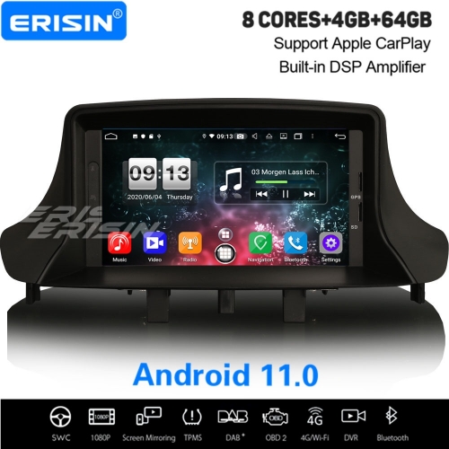 4+64G 8 Core DSP CarPlay Autoradio Renault Megane Ⅲ Fluence Android 11 DAB GPS DSP TNT TPMS DVD DVR Erisin ES8773M