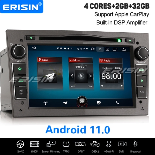 2+32GB 4 Core Android 11.0 Autoradio VAUXHALL OPEL Corsa C D Signum Vivaro Zafira Astra Vectra Combo DAB+ DVD TNT SWC DVR TPMS GPS 4G BT OBD 7" Erisin