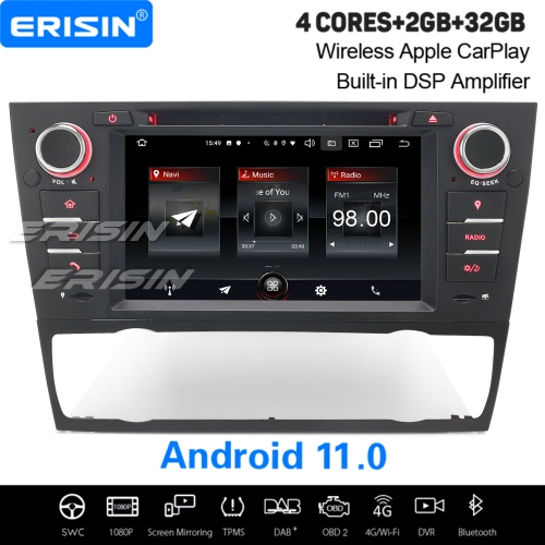 2+32GB 4 Core Android 11.0 Autoradio BMW 3 Series E90 E91 E92 E93 M3 DAB+ DVD TNT SWC DVR TPMS GPS 4G BT OBD 7" Erisin ES2767B