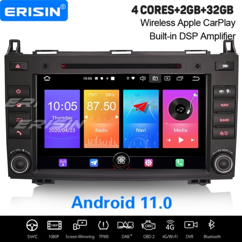 CarPlay DSP 2+32GB 4 Core DSP Android 11.0 Autoradio Mercedes Benz A B Class W169 W245 Sprinter Viano Vito W639 DAB+ DVD 8" Erisin ES2721B