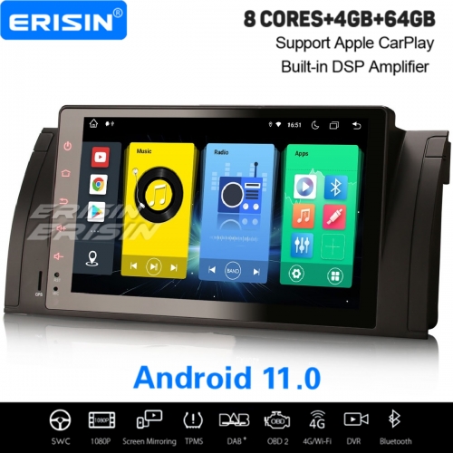 9" IPS Android 11.0 64GB Autoradio 8-UI CarPlay WiFi OBD2 Bluetooth 4G DAB+ Navi pour BMW 5er E39 X5 E53 M5 ES8995B